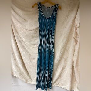 Calvin Klein Maxi Dress in turquoise/black & white